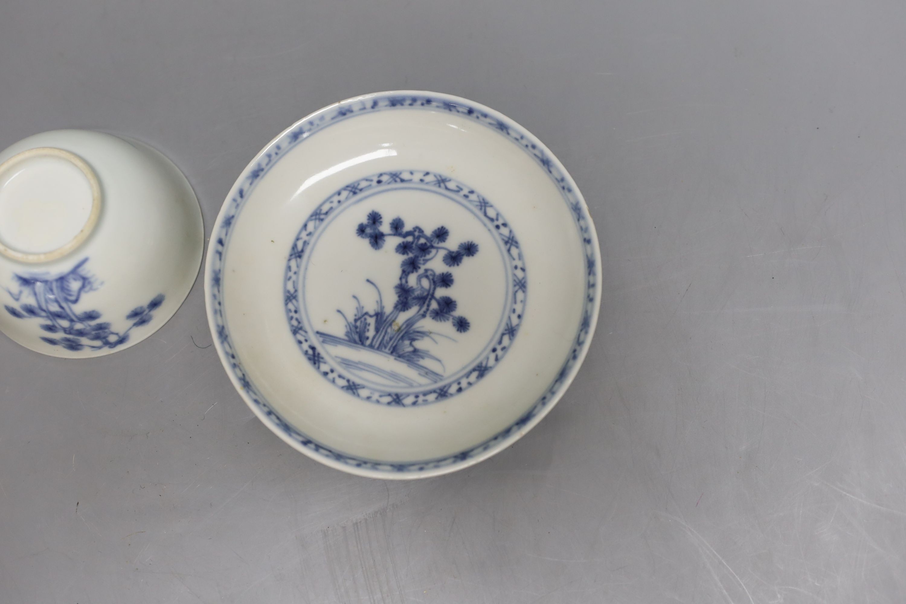 Nanking cargo teabowl and saucer, with receipt